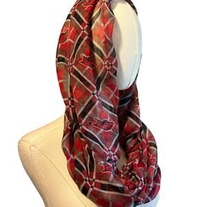 Arkansas Razorbacks College Football Scarf Infinity Plaid with Razorback Frayed